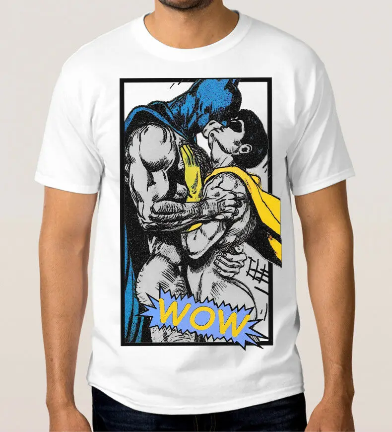 

2019 Fashion Batman Robin Wow Kissing T-Shirt Gay Slash Men'S Women'S Tee Tees