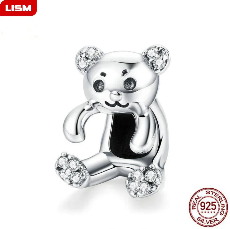 

New Arrival Real 925 Sterling Silver Pretty Bear Shape Pendant Charms Beads fit Bracelets Necklaces DIY Jewelry Accessories