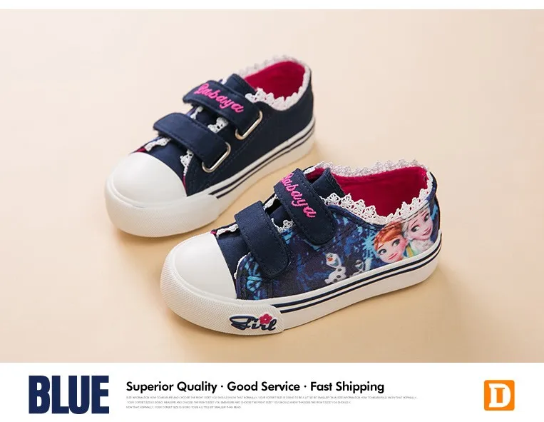 Princess Girls Shoes For Kids Fashion Elsa Anna Kids Shoes 2017 Ice Snow Queen Casual Denim Canvas Children Shoe Girl Sneakers 520 (3)