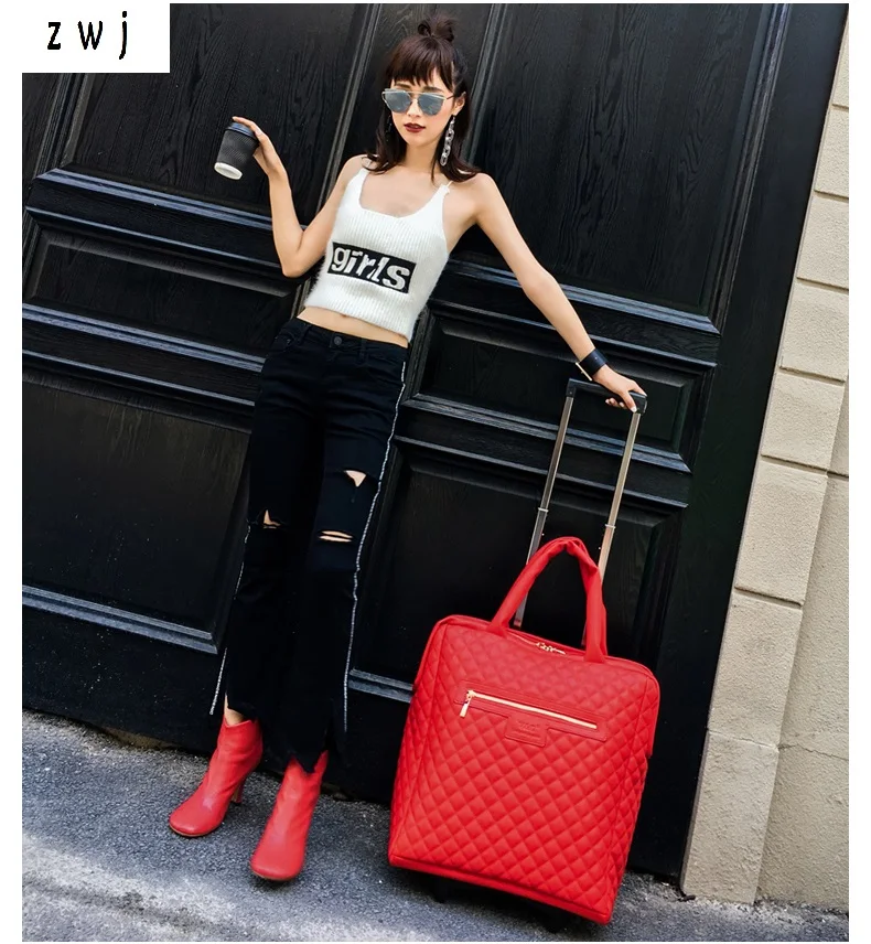 

Women luggage bags 2017 rolling luggage boarding box travel bag on wheels Trolley suitcase