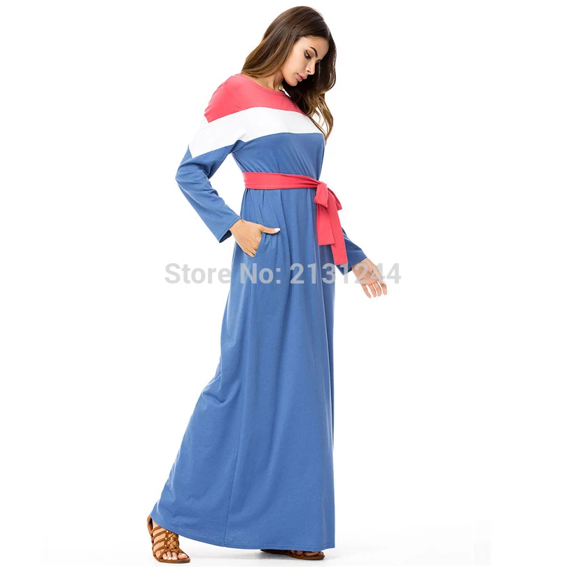 

Casual Muslim Abaya Stripe Maxi Dress Kimono Long Robe Gowns Loose Style Plus Size Jubah Ramadan Middle East Islamic Clothing
