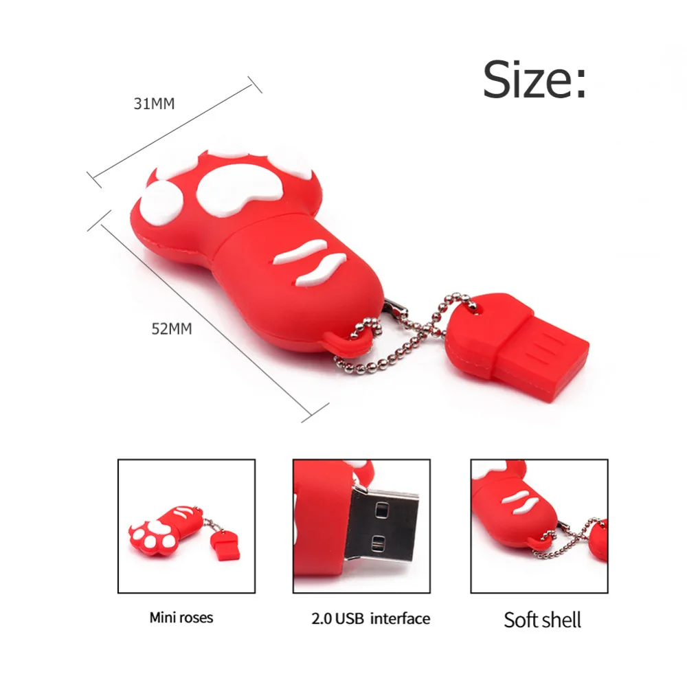 Kawaii Cat Claw Модель ПВХ 16GB Флешка высокоскоростная флеш-диск USB 2,0 U дисковая карта памяти