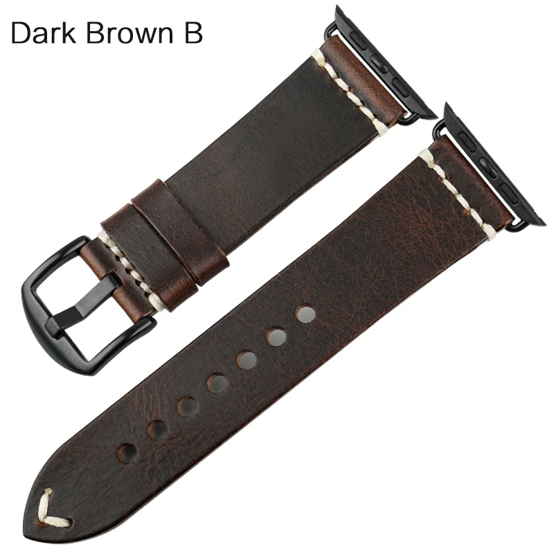 MAIKES часы браслет масло воск кожаный ремешок для наручных часов для Apple Watch, версии 44 мм 40 мм/42 мм, 38 мм, версия 4/3/2/1 наручных часов iWatch, ремешок для часов - Цвет ремешка: Dark Brown B