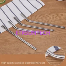 500 шт/партия соломка из нержавеющей стали 30 унций питьевой соломы прямой/изогнутой питьевой соломы пивной соломы 265 мм x 6 мм с фабрики