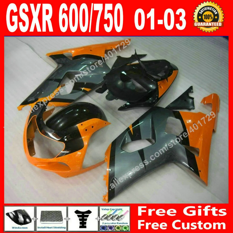 ABS пластик Обтекатели для 2001 2002 2003 Оранжевый Серый Черный SUZUKI GSXR 600 750 gsxr600 gsxr750 01 02 03