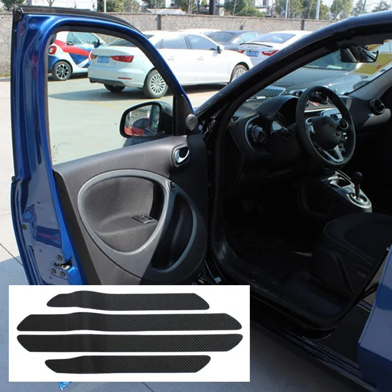 

4pcs Carbon Fiber Printed Car Sill Scuff Door Sticker Anti Scratch Protection Film for Smart forfour Styling Accessories