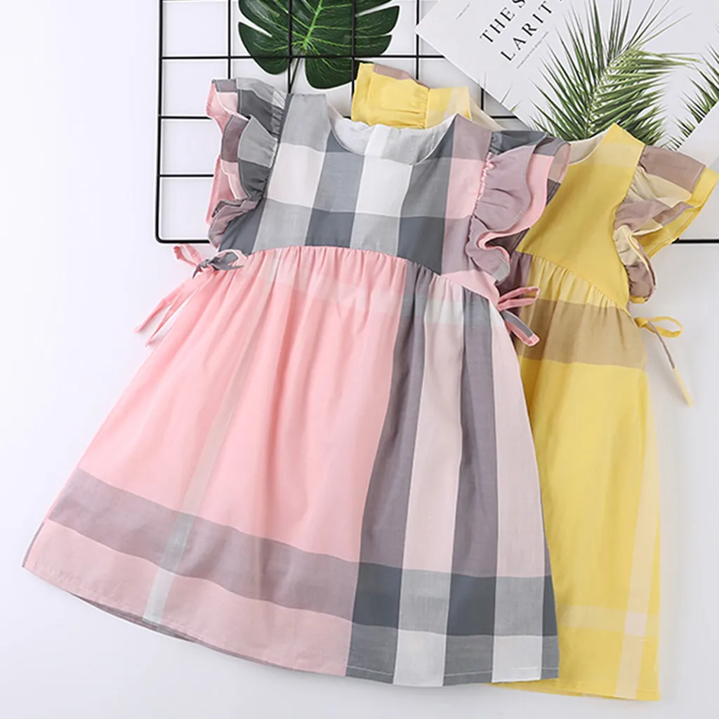 

Kids Dresses For Girls Summer Dress Plaid Print Bowknot Party Princess Dresses Robe Princesse Enfant Fille Dress Girl