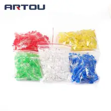 5valuesx200pcs = 1000 шт. ultrabright красный/зеленый/синий/белый/желтый Ultra Bright 5 мм круглый светодиодный диод