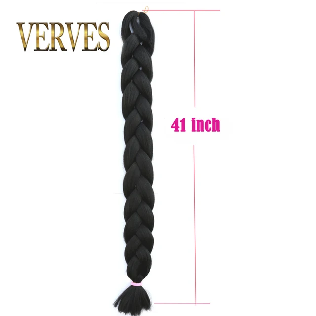 VERVES Braiding Hair one piece 82 inch Synthetic Kanekalon Fiber braid 165g/piece pure color crochet Jumbo Braid Hair Extensions -
