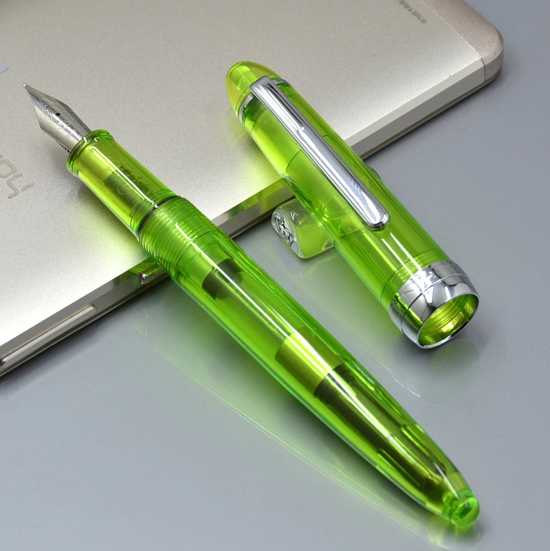 JINHAO 992 прозрачная зеленая авторучка с серебряным зажимом канцелярские товары роскошный F наконечник для письма чернильные ручки для рождественского подарка