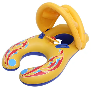 

Mother-child Inflatable Ring Swimming Circle Removable Sunshade Circle Infant Seat Swim Boat Baby Float Double Swimming ring