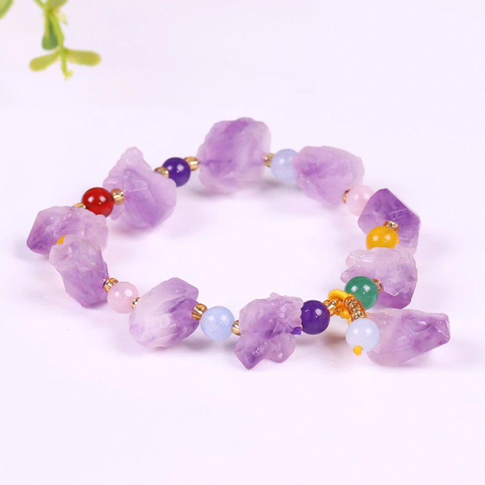 

Chakra Energy Bracelet Natural Stone Ametyst Stretch Bracelets Charm Elastic Statement Bracelet Meditation Healing Jewelry
