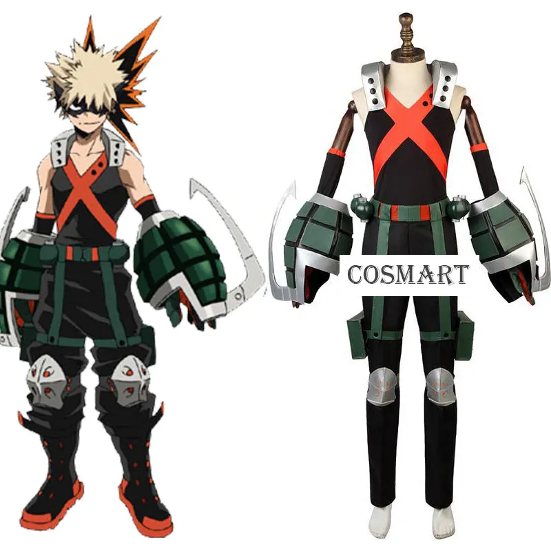 

[Customize]Anime Boku no MY HERO ACADEMIA Bakugou Katsuki Battle Uniform Cosplay Costume Full set Halloween costume for man