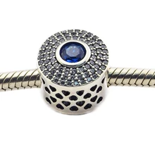 DIY Подходит Пандора шармы браслеты сверкающий ослепительный бисер с румянами синий кристалл стерлингового серебра 925-ювелирные изделия