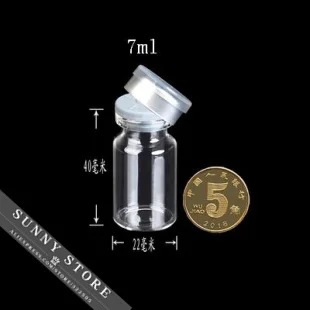 10 шт./лот, 22x40x12,5 мм, 7 мл, бутилкаучуковые пробки, бутылки с алюминиевым уплотнением, стеклянные бутылки, экспериментальный тест, бутылка пенициллина