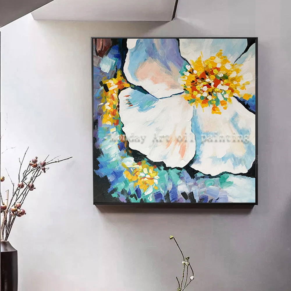 

Dropshipping handmade abstract Floral Flower Oil Painting on Canvas Modern Pop Art flower painting Wall Picture For Living Room