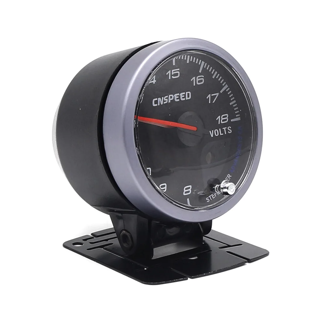 CNSPEED 60MM Black Face Car Auto Voltmeter 8-18 Volt Voltage Gauge With White& Amber Lighting Car meter/Auto Gauge