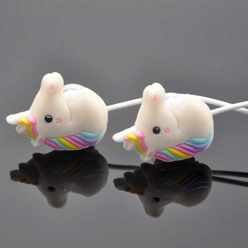 Special Gift Cute Cartoon Horse Earphone 3 5mm Luck Rainbow Horse Earbud With Mic Earphone For