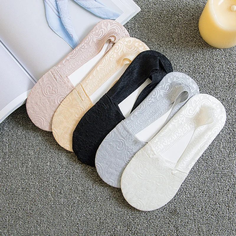 

Transparent Ankle Breathable Low Sock Seamless Invisible Women Socks Slippers Cotton Colored Boat Short Socks Female Summer Thin