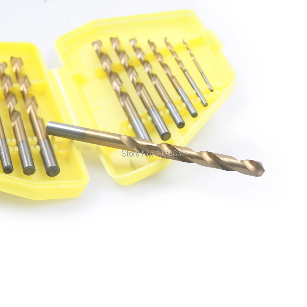 

13 pcs Titanium Twist Drills Set Straight Shank Spiral Drill for Metal Power Tools Accessories , SAE and Metric systemHSS