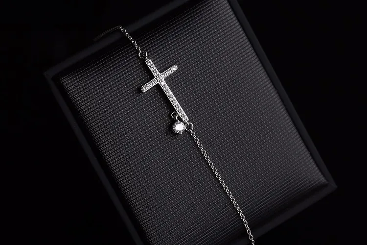 Роскошный фирменный дизайн CZ подвеска крест браслет 925 пробы Серебро S925 логотип браслет для женщин ювелирные изделия подарок
