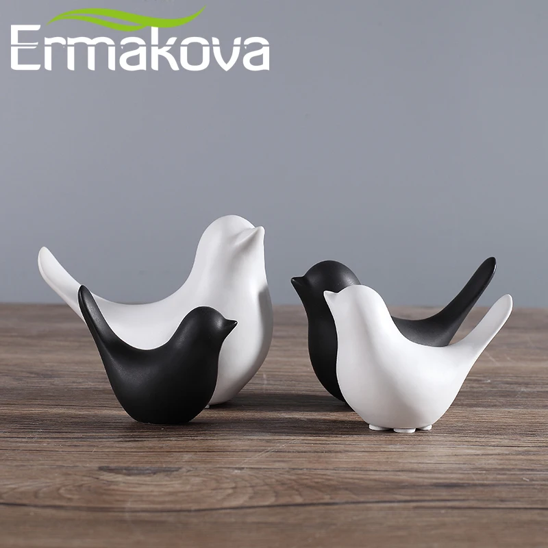 

ERMAKOVA 2 Pcs of Set Ceramic Bird Figurine Animal Bird Statue Porcelain Figurine Home Bar Coffee Shop Office Wedding Decor Gift