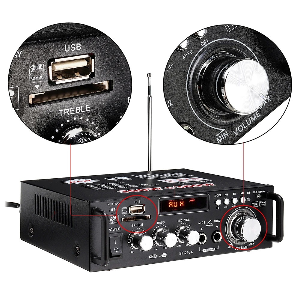 Простой в использовании Прочный домашний аудио усилитель цифровой HIFI 600 Вт стерео USB черный Bluetooth пульт дистанционного управления автомобильный музыкальный плеер