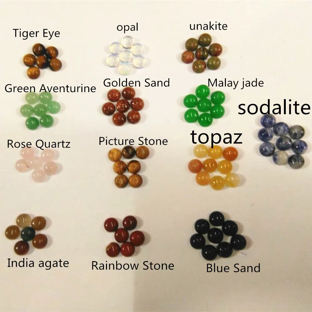 NEW Fashion Hot Selling Top Quality Assorted Natural Stone Round Cabochon 6mm Beads 100pcs/lot Wholesale Free Shipping | Украшения и