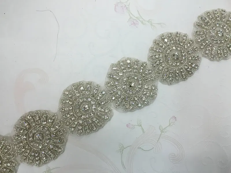 DHL цветок с украшением в виде кристаллов со стразами Аппликация отделка для торжественное платье пояс-кушак DIY утюг на