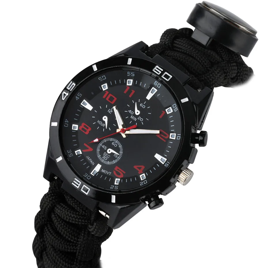 Multifunction Field Survival Outdoor Watch Men Military Paracord Band