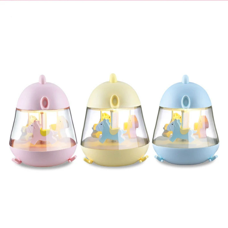 

USB Rotating Castle in the Sky Music Box Touch Battery 7 Color Changeable Warm Yellow Chick Cartoon Night Light LED veilleuse