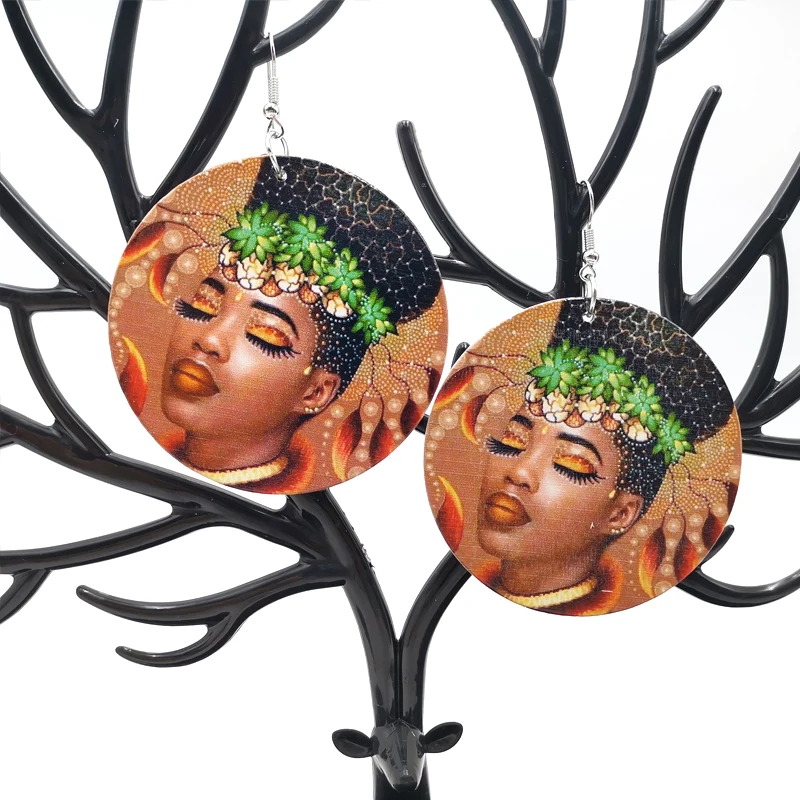

YD&YDBZ 2019 Korean Women Drop Earrings A Pair Of Wood Earrings Dangler Jewelry Bohemia Gothic Eardrops Diameter 6CM Big Earring