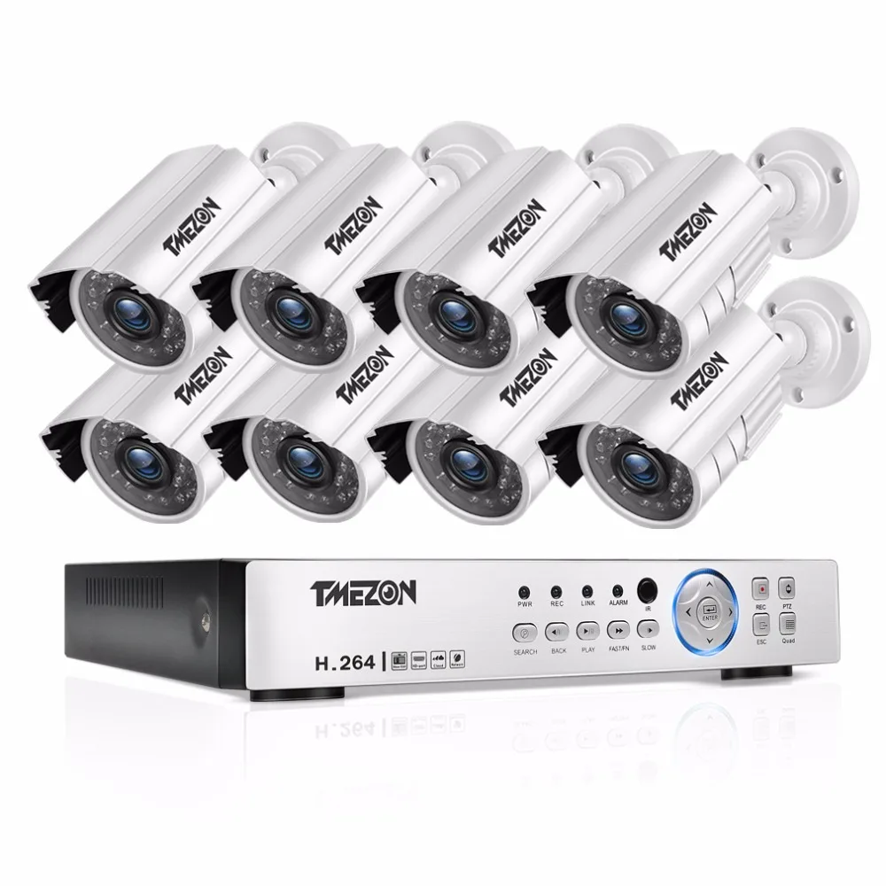 TMEZON 8CH CCTV System 8PCS 720P font b Outdoor b font Weatherproof Security Camera 8CH 1080P