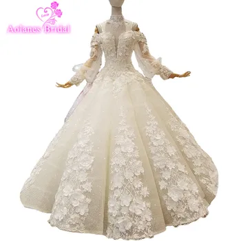 

2018 Champagne Lace Appliques Sweetheart Bridal Gowns Floor-length Backless Waves Ball Gown Princess Vintage Wedding Dresses