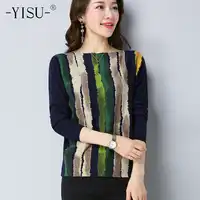 YISU sweater Women Autumn Winter Women Knitted Sweaters soft Pullover Striped Print Sweater Knitwear Jumper Sweater female