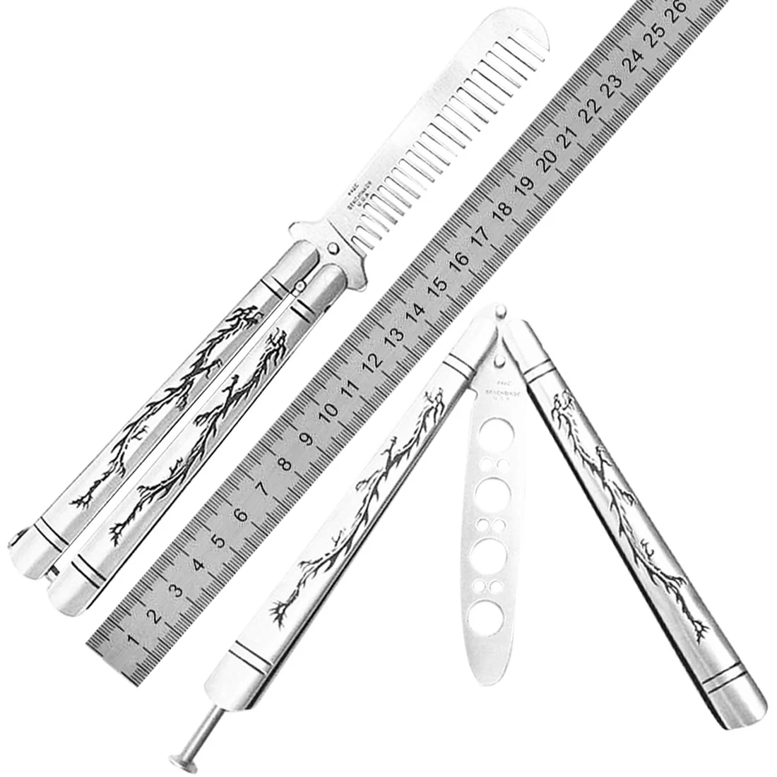 1 шт. нож-бабочка с покрытием «летающий дракон», складной нож с бабочкой, не острый, инструменты для практики