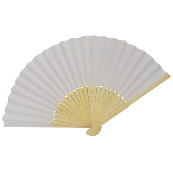 

10 pcs Blank White Chinese Folding Bamboo Fan Retro Hand Paper Fans Wedding Favor