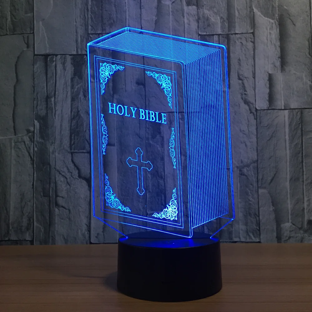 Прямая поставка библейские 3D Оптические иллюзии ночник 7 цветов Изменение настольные лампы с акриловой плоской и ABS база USB кабель