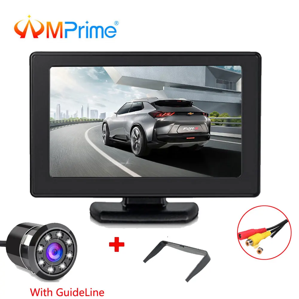 

AMPrime 4.3" Screen Car Rear View Monitor HD TFT LCD Digital Display For Rear View Reverse Camera Auto Parking Backup Reverse
