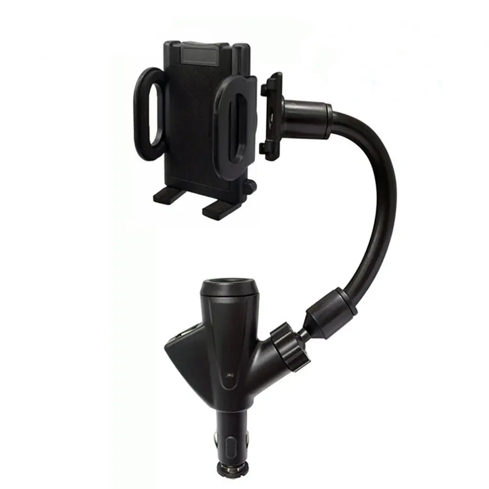 

360 Adjustable Mobile Phone Holder Universal Car Navigation Bracket Dual USB Car Charger Cigarette Lighter