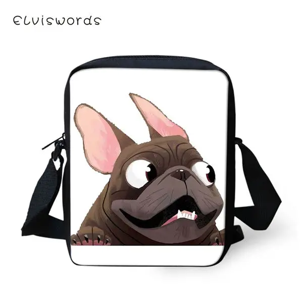 ELVISWORDS Flaps Messenger Bags Small Cute Women Bags Cartoon Bulldogs Print Pattern Girls Crossbody Bag Fashion Shoulder Purses - Цвет: CDWX2346E