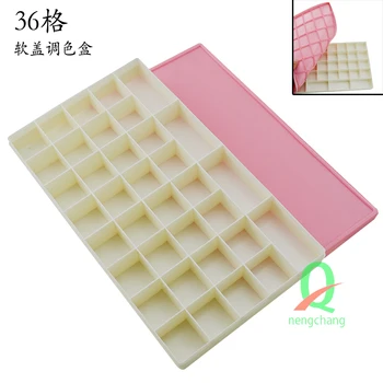 

Freeshipping 36 grid soft cover prevention leak pigment palette watercolor gouache color box