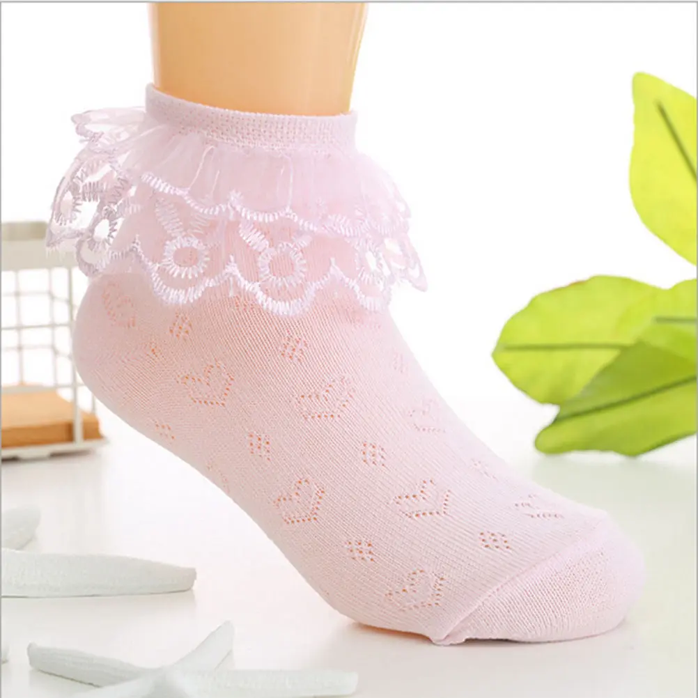 

14-20 CM Short Ankle Sock for Baby Girls children breathable Summer kid toddler cotton lace ruffle princess mesh socks