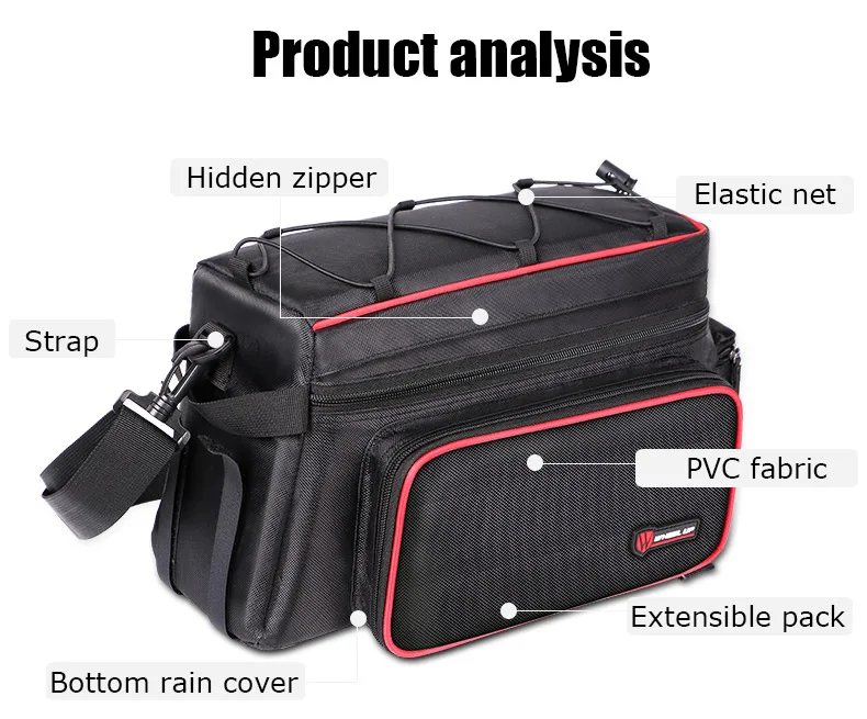 Perfect 2017 New Cycling MTB Mountain Bicycle Bag Large Capacity Foldable Rainproof Bike Saddle Bag Reflective Trunk Pannier Backpack 3