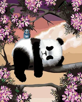 

Frameless painting by numbers paint by numbers for home decor PBN for living room 4050cm panda sleeping