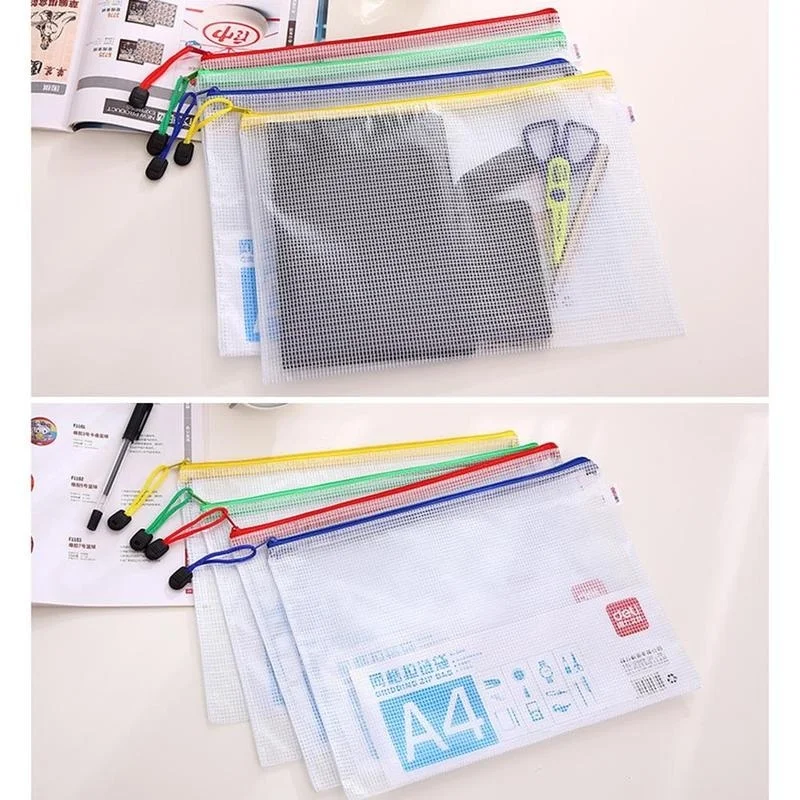 

1 Pcs Mesh PVC Zipper Bag Waterproof Filing Products Folder Storage Home Office Storage(random Color)