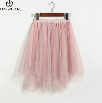 

Fashion Long Tulle Skirt Women Irregular Hem Mesh Tutu Skirt 2020 Summer Beach Skirt Ball Gown Ladies Skirt Women Plus Size