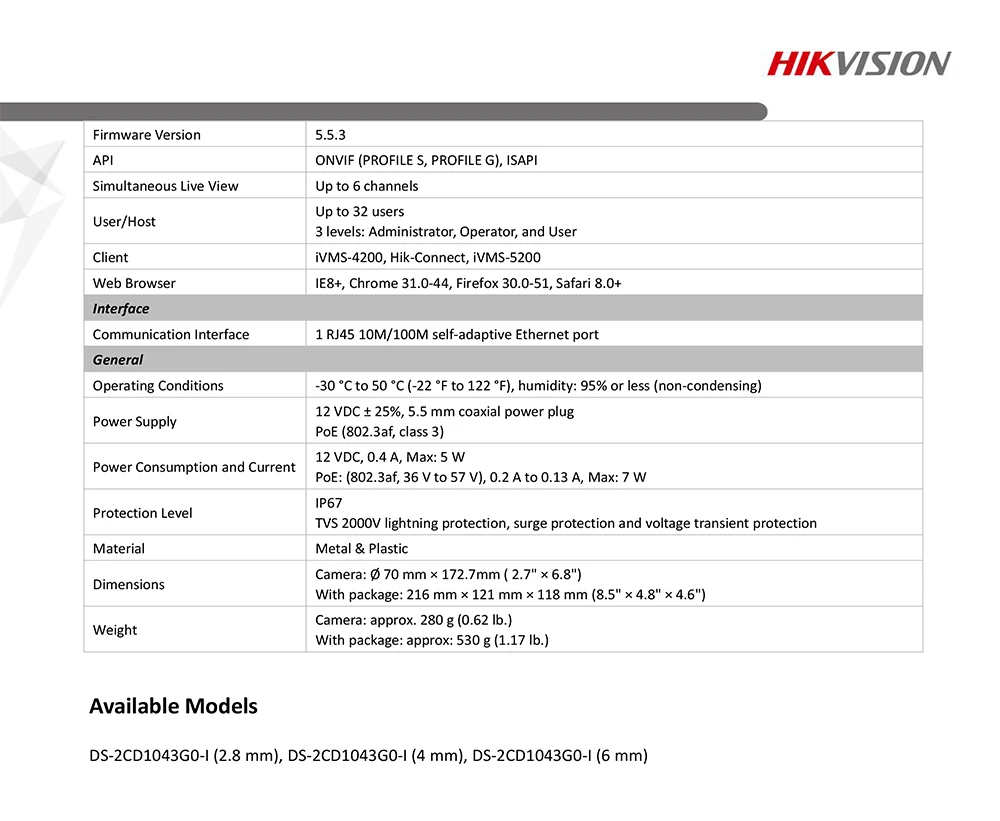 Hikvision DS-2CD1043G0-I 4MP POE IP камера для дома/улицы безопасности H.265 ИК сигнализация система видеонаблюдения