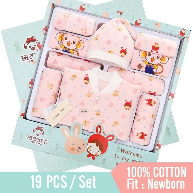 

19Pieces 100% Cotton Newborn Baby Clothing Set Autumn & Winter Clothes Suits Infant Warm Full Month For 0-1 Year Neonatal