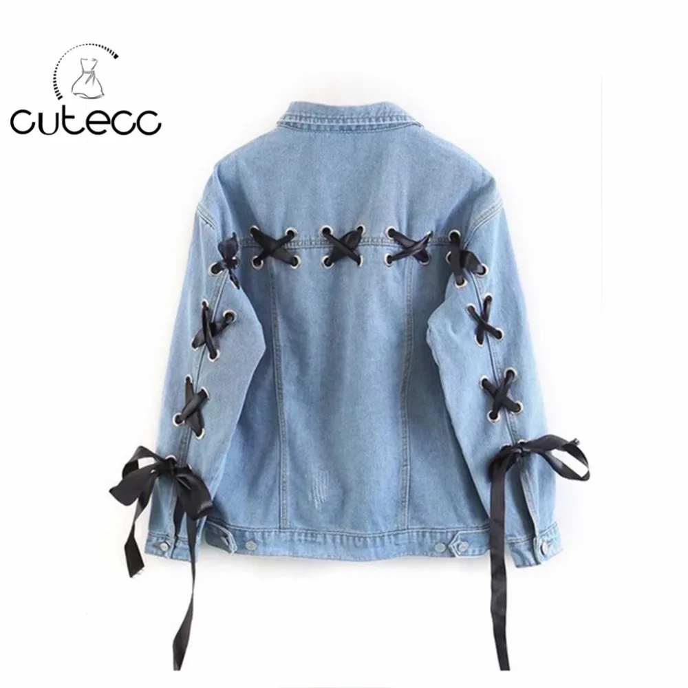 lace up denim jacket